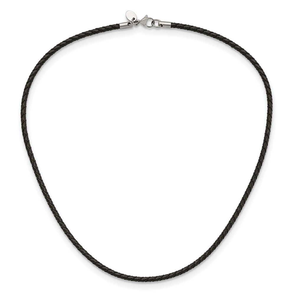 Stainless Steel Cord & Leather Chain Necklace Chisel 3 mm Genuine Weave 18 inch