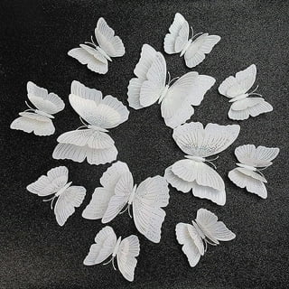 100Pcs 3D Paper White Butterfly Wall Stickers Removable Art Crafts  Butterflies Decals Mural For Home Room Nursery Girls Bedroom Diy Wall