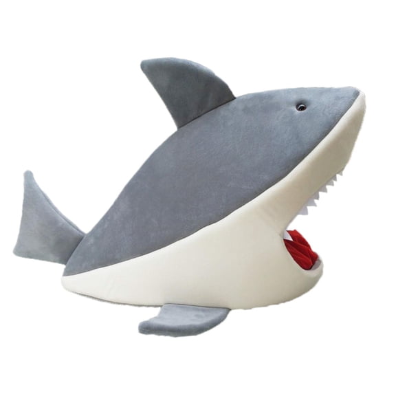 Cama para gatos con forma de tiburón, cama para dormir para gatitos, cojín extraíble, cama para cachorros, nido para perros pequeños de 21,65 pulgadas Gris claro