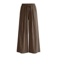 thumbnail image 6 of Npasoilc Wide Leg Pants for Women Flowy Palazzo Plus Size Sweatpants Drawstring Elastic Waist Trousers with Pockets,Brown, 6 of 6