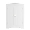 thumbnail image 6 of Floor Corner Cabinet with 2 Doors and Adjustable Shelves, Freestanding Narrow Cabinet Organizer, Corner Storage Cabinets for Bathroom, Kitchen, Living Room, or Bedroom (White), 6 of 6