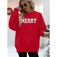 thumbnail image 4 of VILOVE Merry Christmas Sweatshirts for Women Merry Letter Print Long Sleeve Oversized Pullover Tops Red, 4 of 6