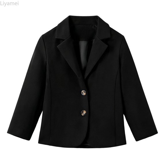 Liyamei Kids Solid Color Casual Suit Jacket with Lapel for School Everyday Wear Size 4-5 Years