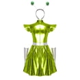 thumbnail image 4 of Hansber Women's Space Alien Outfit Shiny Metallic Cut Out A-Line Mini Dress with Alien Headwear and Gloves Green L, 4 of 6