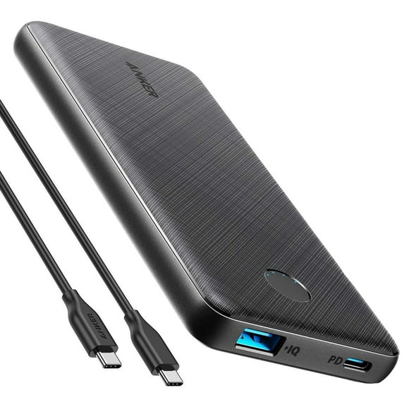Anker PowerCore Slim 10000mA PD Power Bank 18W USB-C Portable for iPhone 13, 12 Mini, iPad Pro 2018, More Black