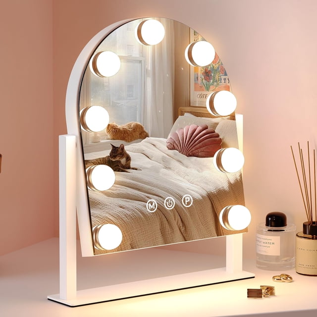 Espejo de maquillaje ZL ZeLing con luces, 3 modos de color, 360°