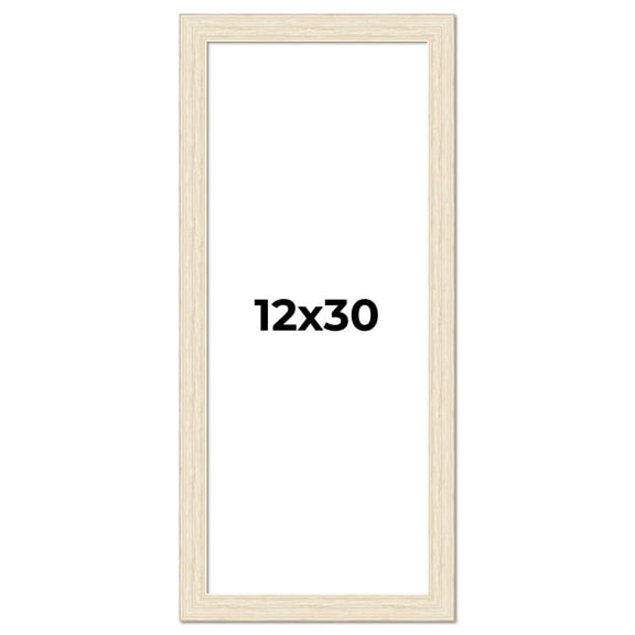 12x30 Frame White Barnwood Picture Frame Includes UV Acrylic Plexiglass, Acid Free Foam Backing