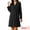 Black, variant on DARING DIVA Knee Length Long Sleeve V Neck Pleated Flowy Loose Dress S Black