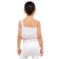 thumbnail image 2 of TiaoBug Kids Girls Latin Dance Outfit Ballroom Salsa Tassel Fringe Dress One Shoulder Crop Top and Skirt Set White 14, 2 of 7