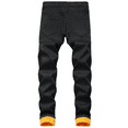 thumbnail image 6 of Men's Thermal Fleece Lined Jeans Winter Slim Fit Thicken Stretch Warm Denim Pants Black 38, 6 of 7