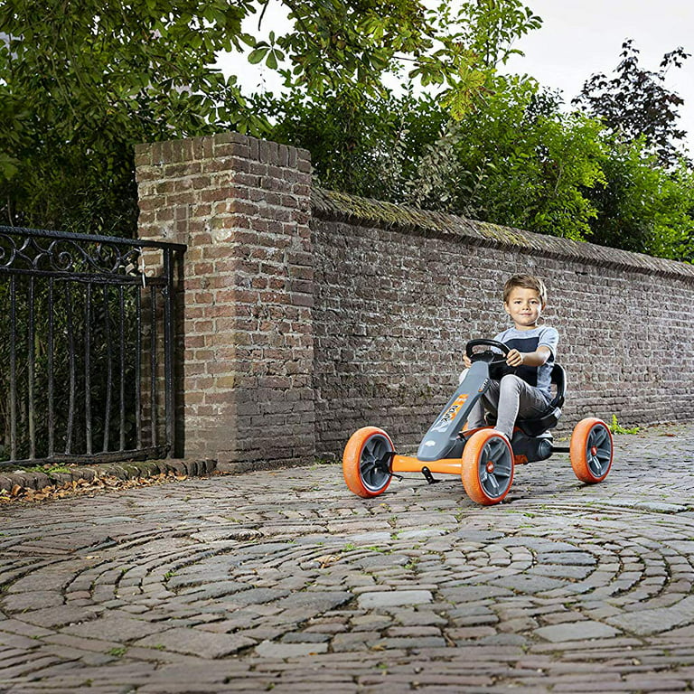 BERG Reppy Racer Kids Pedal Go Kart Ride On Toy w/ Axle Steering, Gray &  Orange 