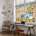thumbnail image 5 of Sunflowers Trucks Kitchen Curtain for Berdoom Living Room Cafe 45 Inch Length, Spring Farmhouse Eucalyptus Orange Plaid Tiers Curtains Light Filtering Drapes Window Treatment 2 Panels 52"Wx45"L, 5 of 8