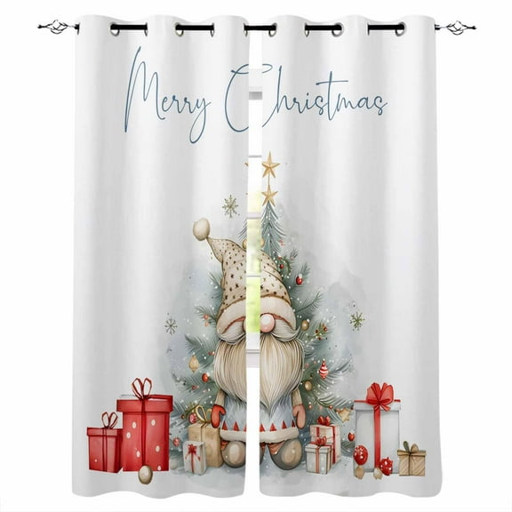 Hokiten Christmas Blackout Curtains | Light Blocking Print Window Curtains, Xmas Gnomes Tree Snowflake Thermal Insulated Window Drapes for Living Room Kitchen Cafe (2 Panels, 84"W x 63"L)