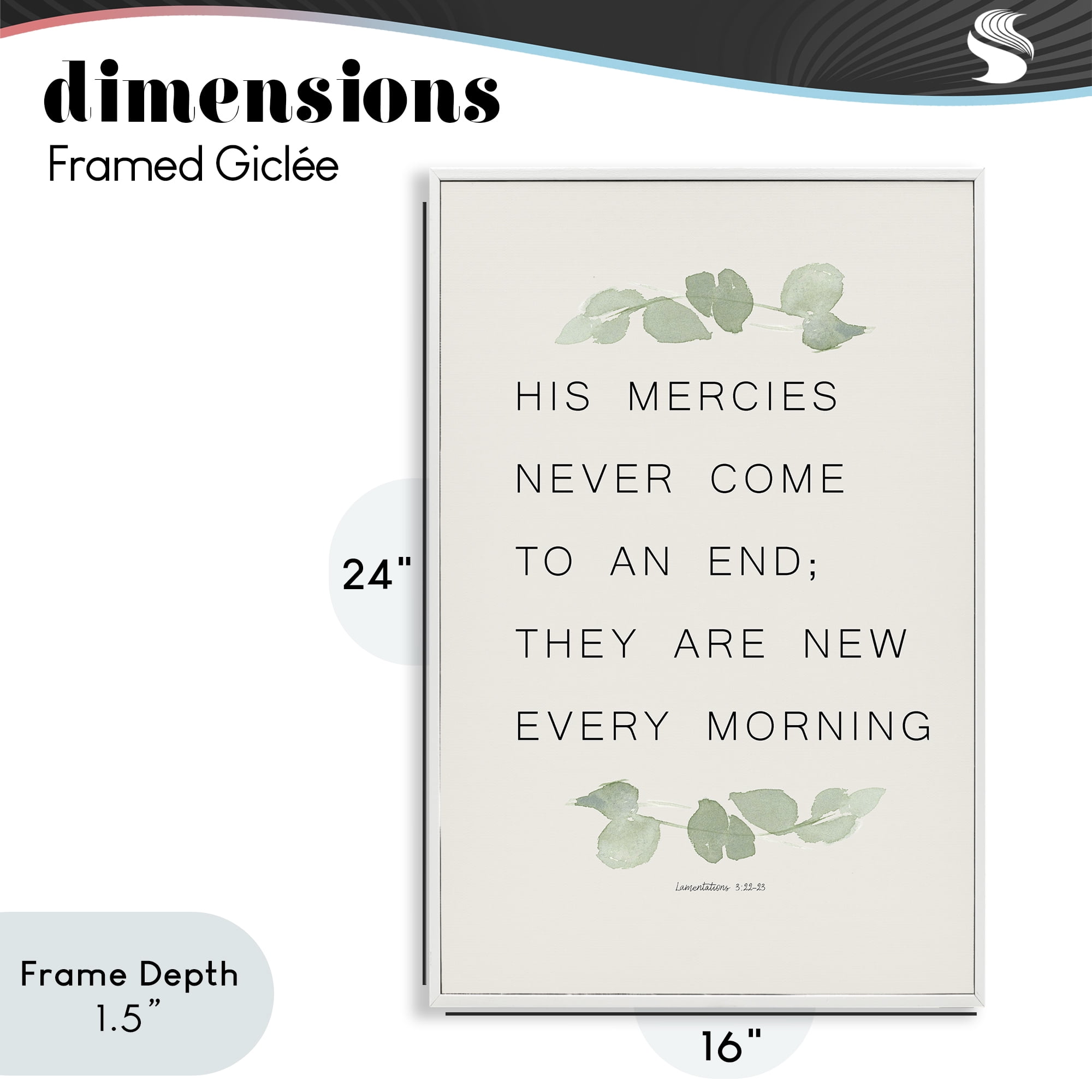 Stupell Industries Mercies New Every Morning White Framed Giclee Art, design by Lucille Price