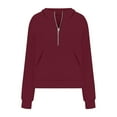 thumbnail image 3 of XIOANU Womens Hoodies Half Zip Long Sleeve Baggy Hooded Sweatshirt Solid Color Long Sleeve Pleasure Pocket Hoodie, 3 of 4