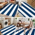 thumbnail image 5 of Navy Blue White Stripe 3x5 Area Rugs for Living Room, Simple Style Striped Non Slip Floor Mat Washable Low-Profile Indoor Carpet for Bedroom, Dining Room, Bathroom, 5 of 9