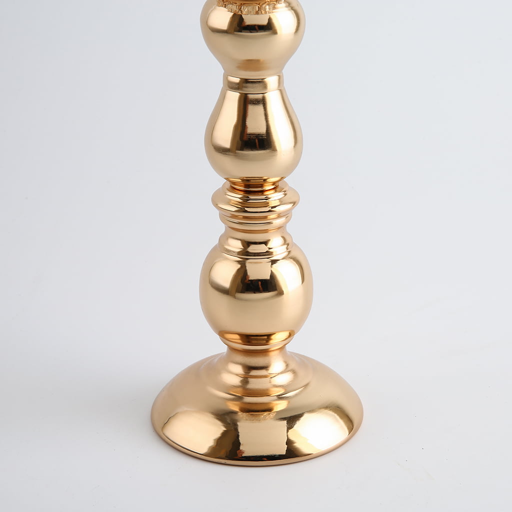 Silver Baoblaze Golden Petal Candle Crystal Glass Candlestick Long Tea Light Stand 12x12x42cm