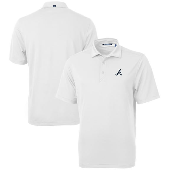 Men's Cutter & Buck White Atlanta Braves Big & Tall Virtue Eco Pique Recycled Polo