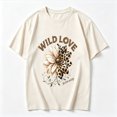 thumbnail image 2 of Womens Graphic Tees Short Sleeve T Shirts | Loose Casual Tops for Teen Girls, Vintage Leopard Daisy Wild Love Floral Graphic T-shirts, 2 of 5