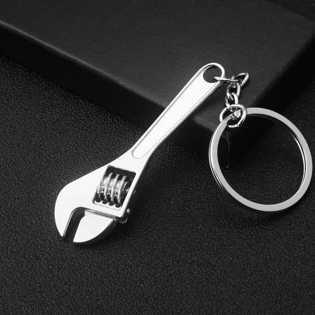 Llave ajustable, llavero de metal, regla, tornillo de banco, llavero dentado para coche, herramienta colgante, accesorios para llaves, grabado