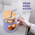 thumbnail image 3 of MUKOKO 40oz Glass Tumbler with Bamboo Lid and Straw, Glass Water Bottles with Time and Ounce Marker, Glass Cups with Handle, Iced Coffee Cup with Silicone Protective Sleeve, Purple, 3 of 7
