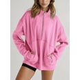 thumbnail image 2 of Women's Half Zip Sweatshirts Fleece Stand Collar Long Sleeve Thumb Hole Oversized Pullovers with Pockets, 2 of 5