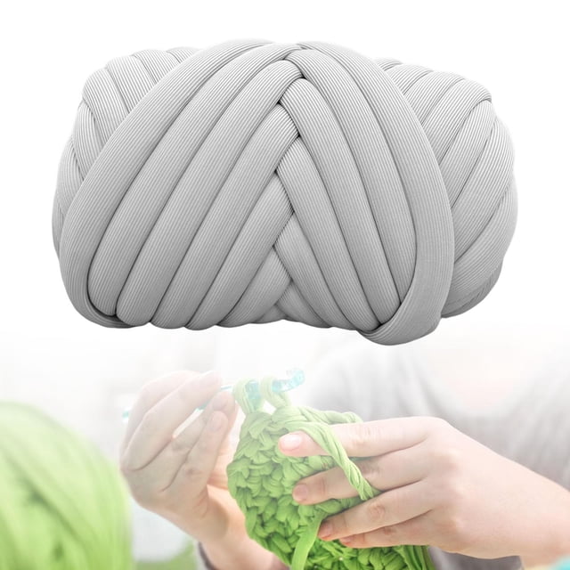 Hilo grueso, hilo grueso voluminoso, hilo de tubo de ganchillo lavable 500G, hilo tubular Jumbo para manta, manta, cama para mascotas, tejido, Gris claro Macarena hilo grueso