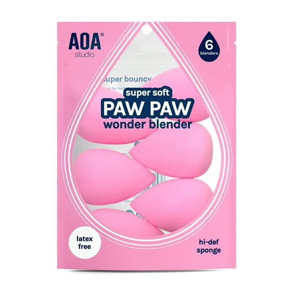 AOA Studio Makeup Sponge Set Makeup Blender latex free and high-definition 6 pcs For powder, Cream, and Liquid, Super Soft Wonder Blender Vegan Makeup Sponge