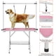 thumbnail image 5 of Mesa de aseo para mascotas Yaheetech de 116 cm con brazo, soga y bandeja de malla, color rosa, 5 of 9
