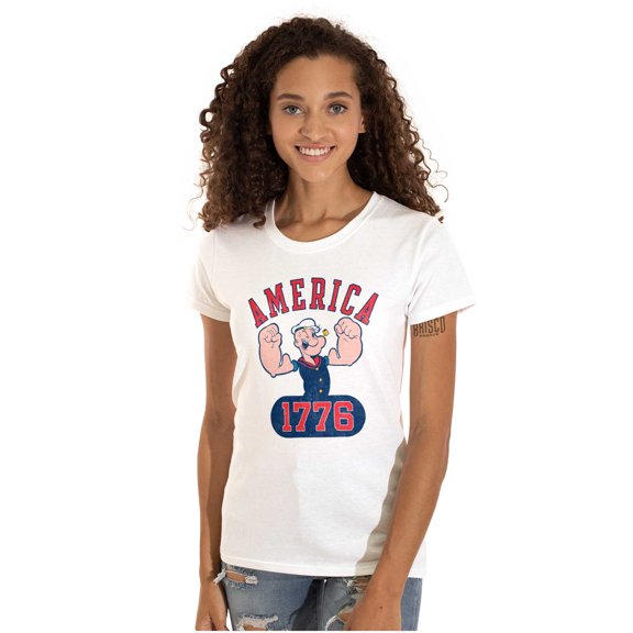 Popeye The Sailor Man America 1776 Womens T Shirt Ladies Tee
