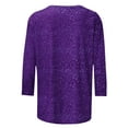 miqiqism Women 3/4 Shirts Round Collar Tunic Tops Fashion Printed
