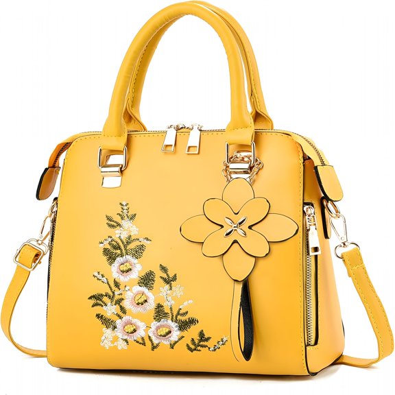 AOMRCOL Women Embroidered Satchel Top Handle Purses and Handbag Lightweight Totes Crossbody Shoulderbag for Lady
