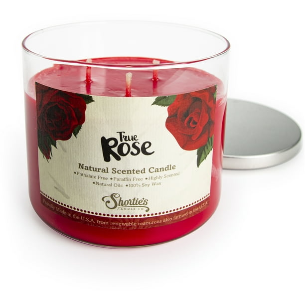 True Rose Scented 3 Wick Candle All Natural Made with 100