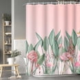 thumbnail image 3 of Pink Flamingo Tropical Leaves Shower Curtain Green Plants Modern Watercolor Shower Curtains for Bathroom Home Bathtubs Waterproof Fabric Shower Curtain with Hooks 72x84 Inches, 3 of 6