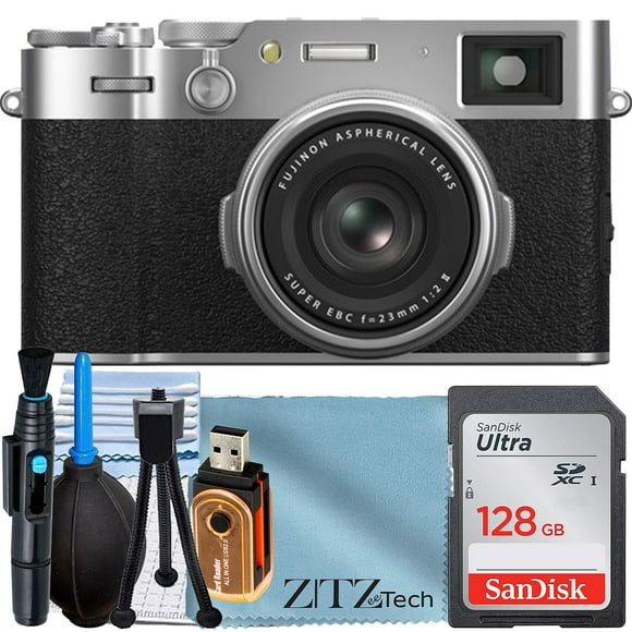 FUJIFILM X100 VI Digital Camera (Silver) with SanDisk 128GB Memory Card + ZeeTech Accessory Bundle