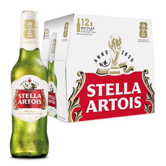 Stella Artois Premium Lager Beer, 12 pack, 11.2 fl oz Glass Bottles, 5% ABV