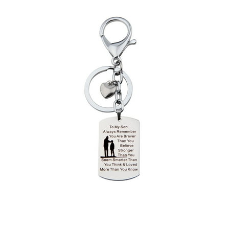 - To My Son Jewelry Remember You Are Always Braver Than You Believe Hand Stamped Dog Tag Keychain