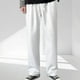 thumbnail image 1 of Pantalones largos casuales para hombre, de color sólido, con cintura elástica, cordón ajustable, bolsillo, tubo recto, deportivos, de poliéster., 1 of 7