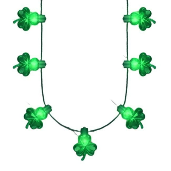 Blinkee JFLUSBNL-GN Flashing Jumbo Acrylic Shamrock Charms Necklace