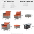 thumbnail image 2 of XIZZI 10 Pieces Outdoor Conversation Set Wicker Patio Furniture Set with Fire Pit Table,Orange, 2 of 11