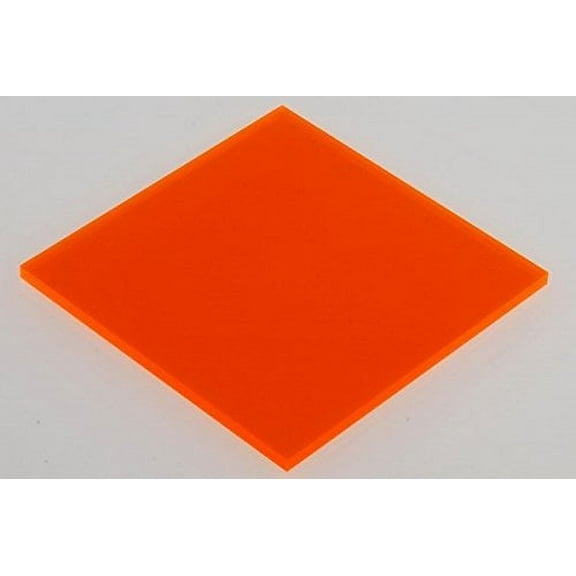 ONE- ORANGE # 9096    FLUORESCENT ACRYLIC PLASTIC SHEET 1/8"  8" X 12"