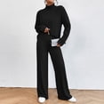 thumbnail image 1 of Pantalones Conjunto de 2 piezas a juego para mujer, trajes cómodos y holgados de punto suave para el hogar (Negro M) Ygjytge Negro T M para Mujer, 1 of 6