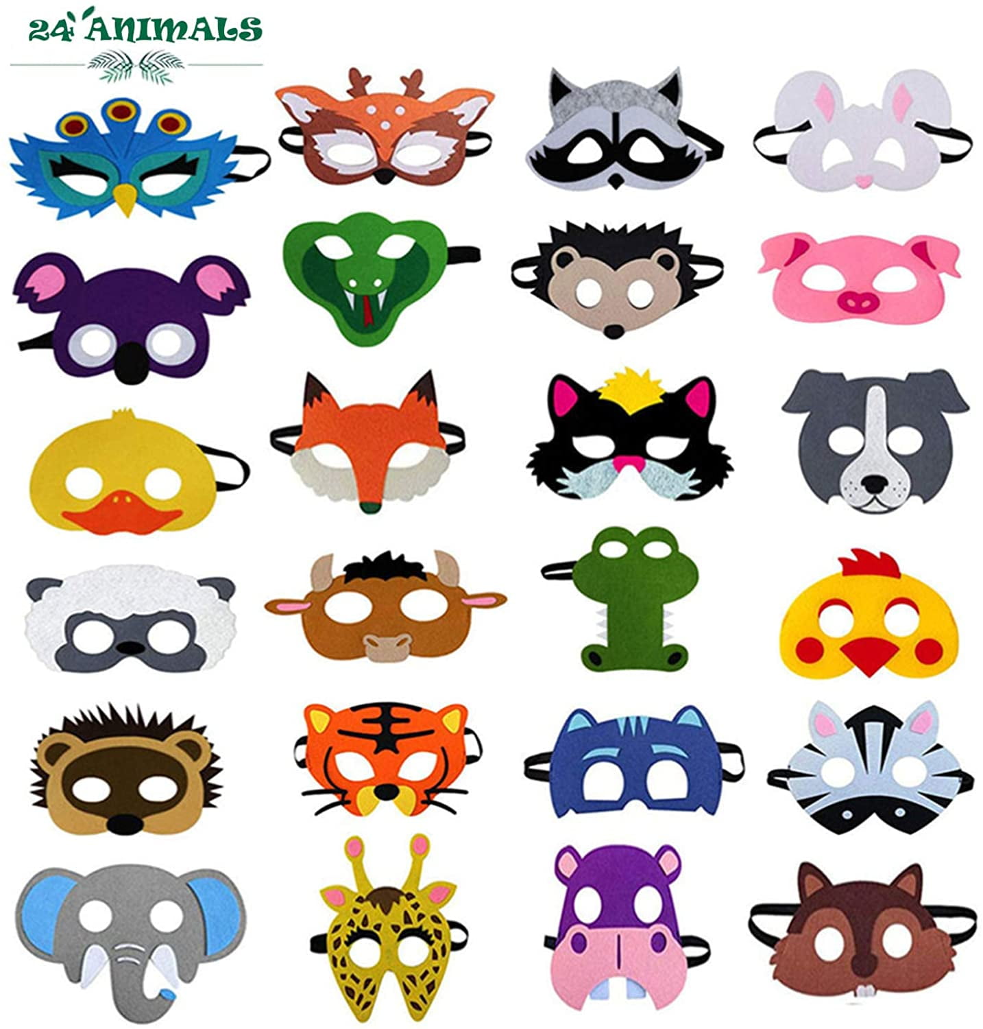 Zalmoxe Felt Animal Mask for Kids Jungle Theme Party Supplies Safari Animals  Birthday Party Favors 