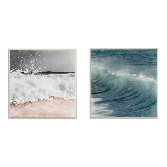 Stupell  Ocean Waves And Motion Photographs 2pc Multi Piece Wood Wall Art Set, 12 x12 - 12 x 12