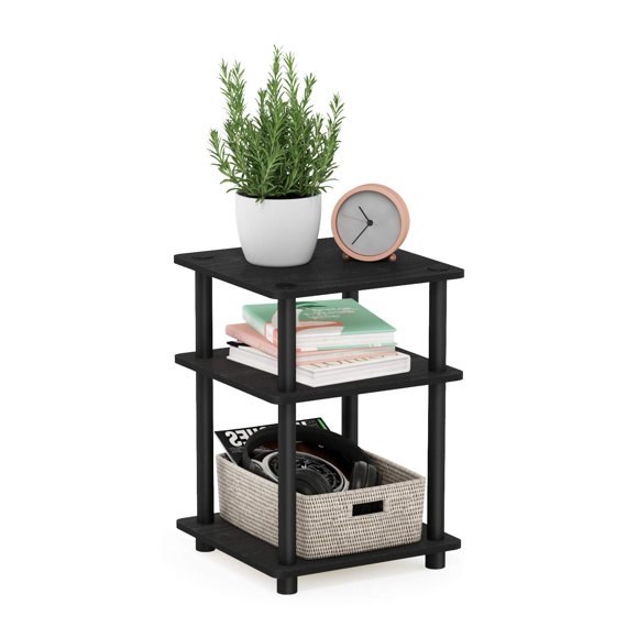 Mesa auxiliar Furinno TURN-N-TUBE de 3 niveles, madera negra, 37 x 37 x 53 cm