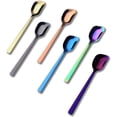 thumbnail image 1 of GoGeiLi Icecream Spoon, Stainless Steel Fruit Spoon Set, Multicolor Fruit Spoon for Appetizer, Dessert, Milk, Coffee, Tea, 6.4 inch, Set of 6, 1 of 8