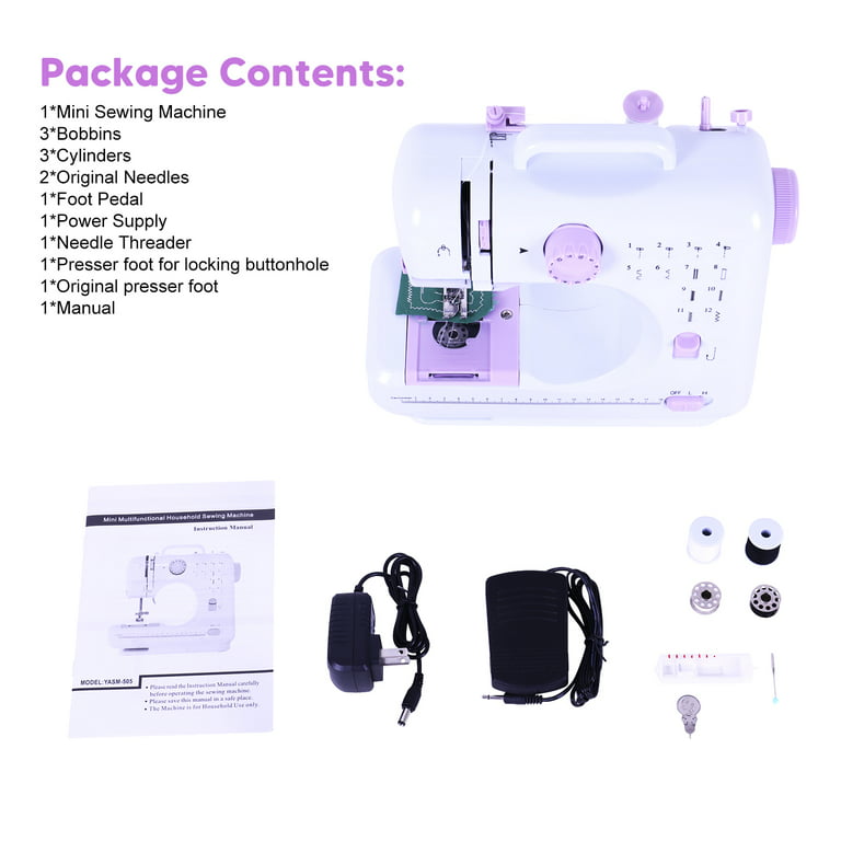 VIFERR Mini Sewing Machine for Beginners Set Portable Household Electric 12  Built-in Stitches and Double Threads Small Sewing Machine with Extension  table and Sewing Supplies Set DIY, US Plug 110V 