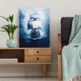 thumbnail image 5 of Qisvanset 12x16 Inch 2D Flat Framed Canvas Art, Whale Pirate Ship Watercolor Nautical Nursery Home Wall Art Decor, 5 of 5