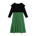 thumbnail image 3 of Abcomgle Girls Dresses Size 10-12 Casual Patchwork Ruffle Long Sleeve Maxi Dress Plaid Crew Neck Sundresses Summer Tiered Dresses with Pockets,7-8 Years Green, 3 of 3