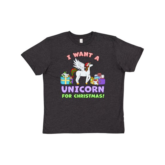 Inktastic I Want a Unicorn for Christmas with Presents Youth T-Shirt